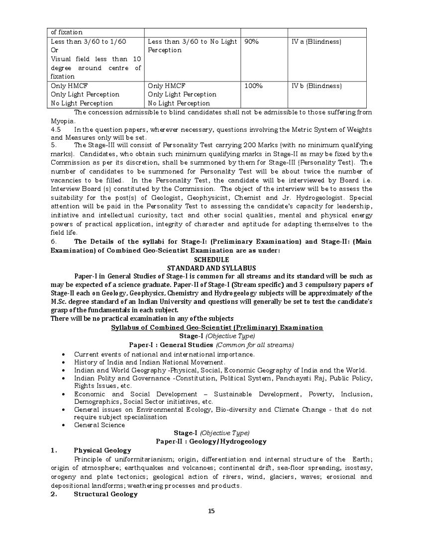 UPSC Geoscientist and Geologist syllabus 2020 - Page 1