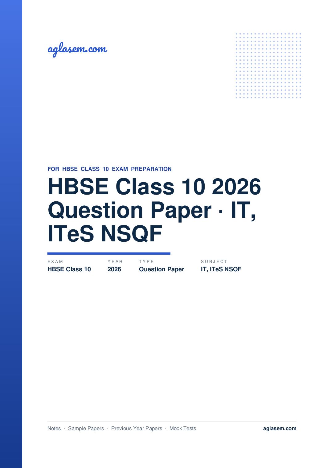 HBSE Class 10 Question Paper 2026 IT & ITeS NSQF - Page 1 of 9