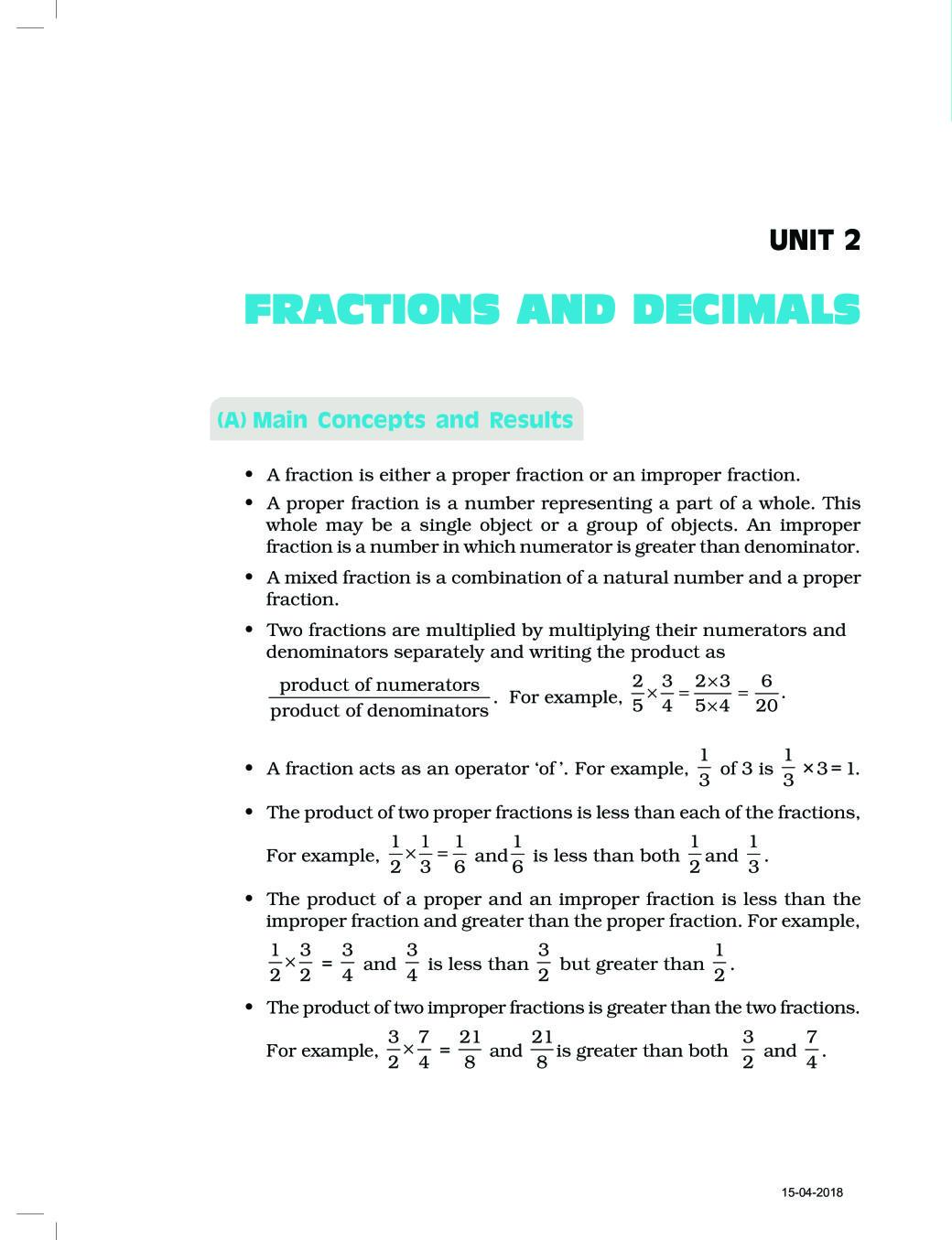 NCERT Exemplar Class 07 Maths Unit 2 Fractions Decimals - Page 1
