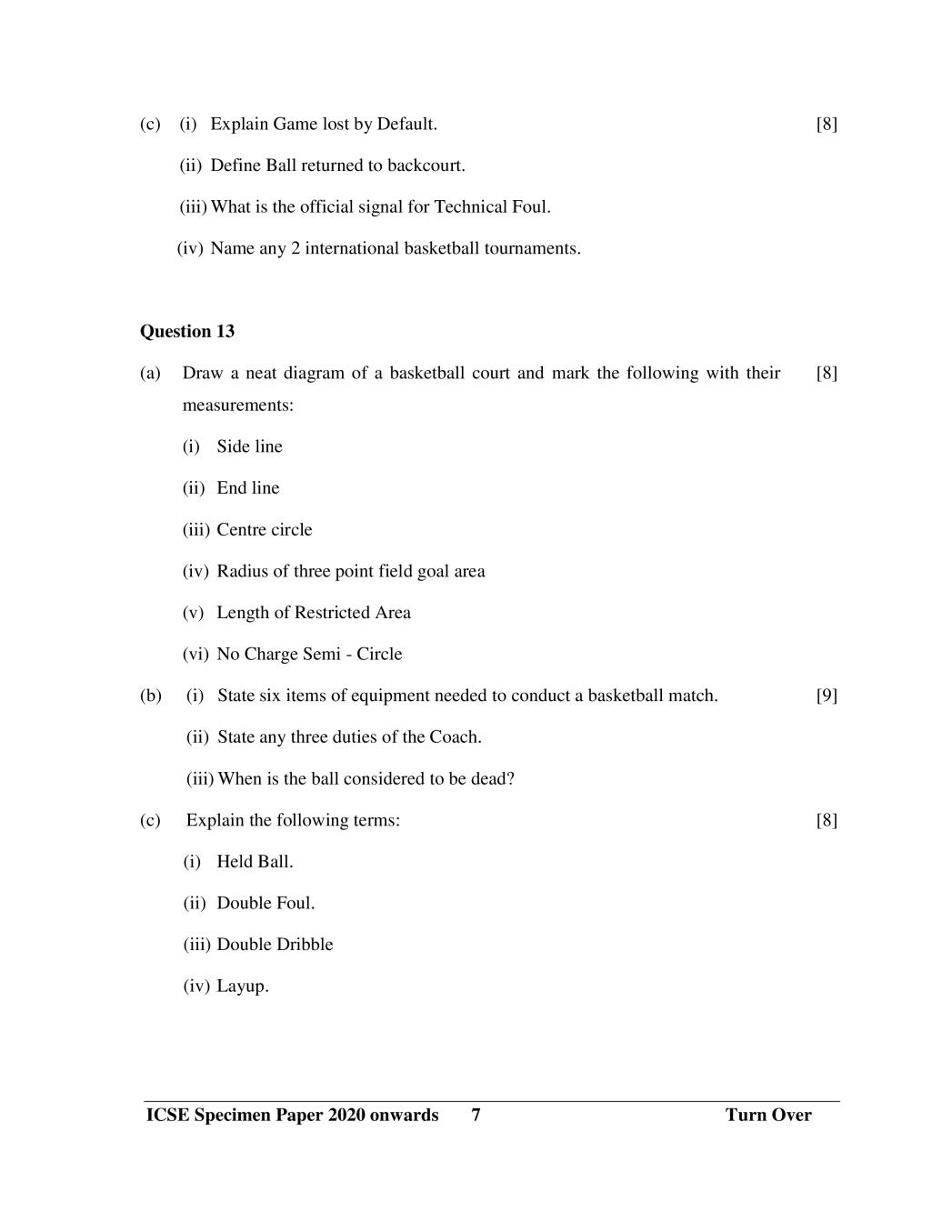 icse class 10 physical education question paper 2021