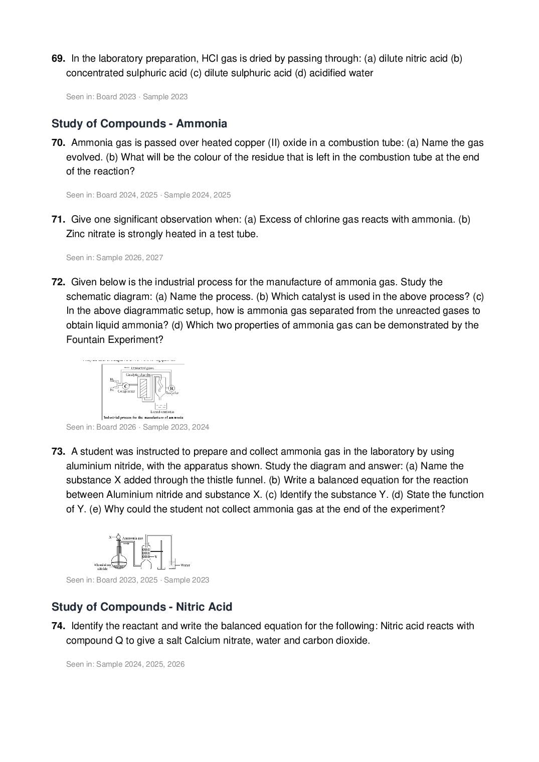 ICSE Class 10 Chemistry Important Questions 2027 (PDF)