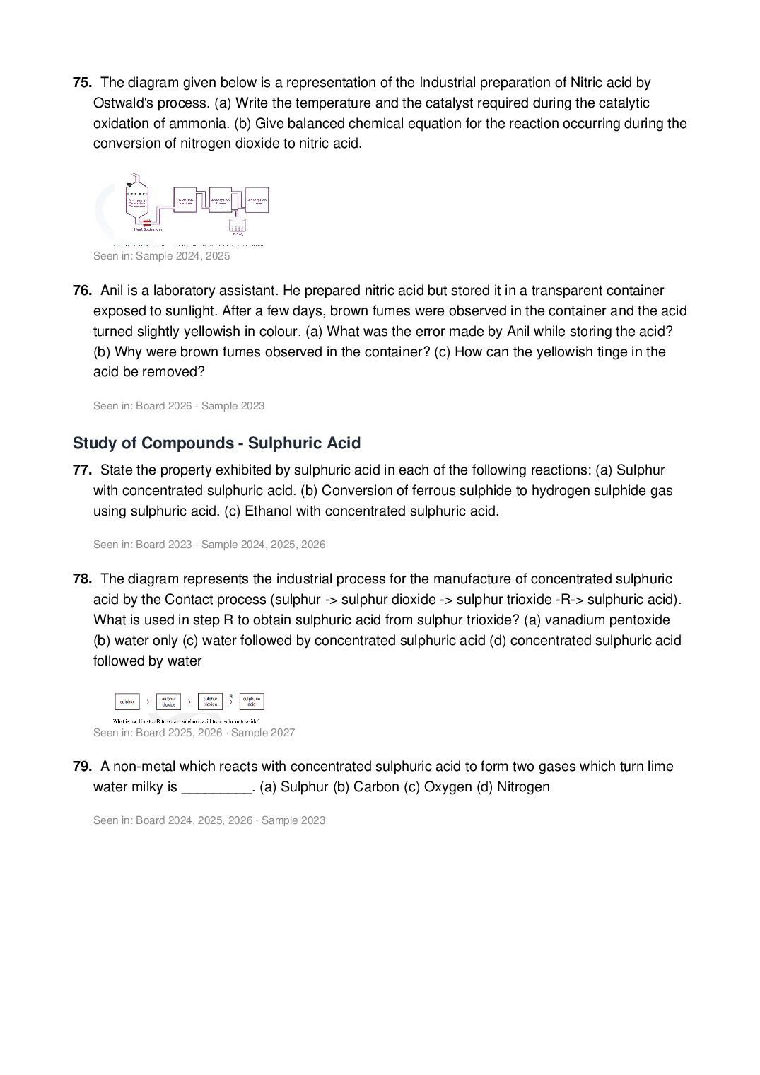 ICSE Class 10 Chemistry Important Questions 2027 (PDF)