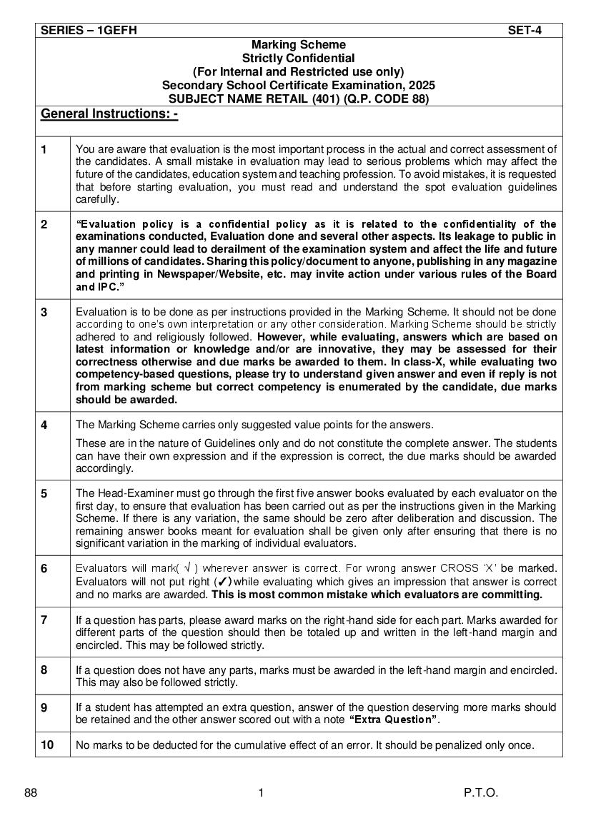 CBSE Class 10 Question Paper 2025 Solution Retail - Page 1