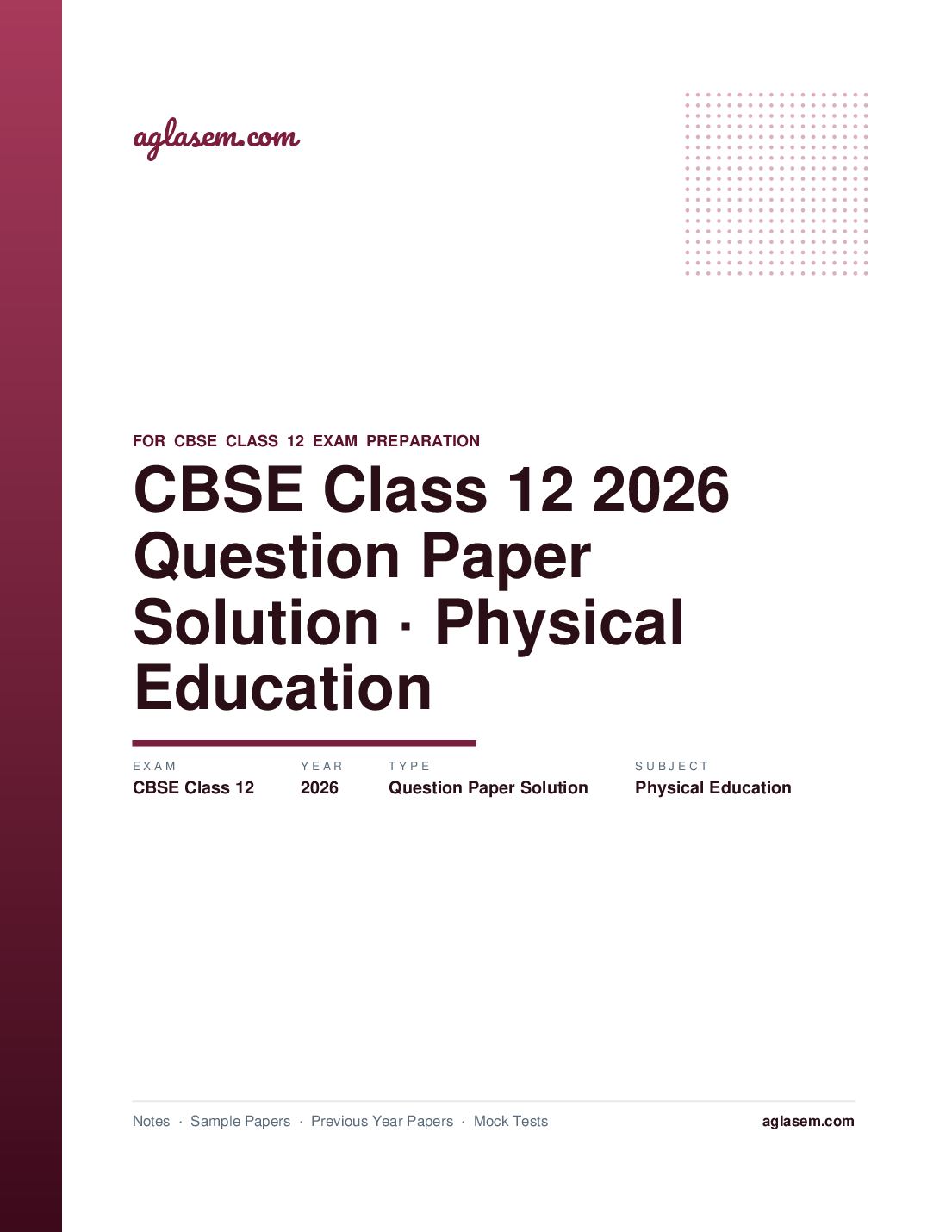 CBSE Class 12 Question Paper 2026 Solution Physical Education - Page 1 of 13