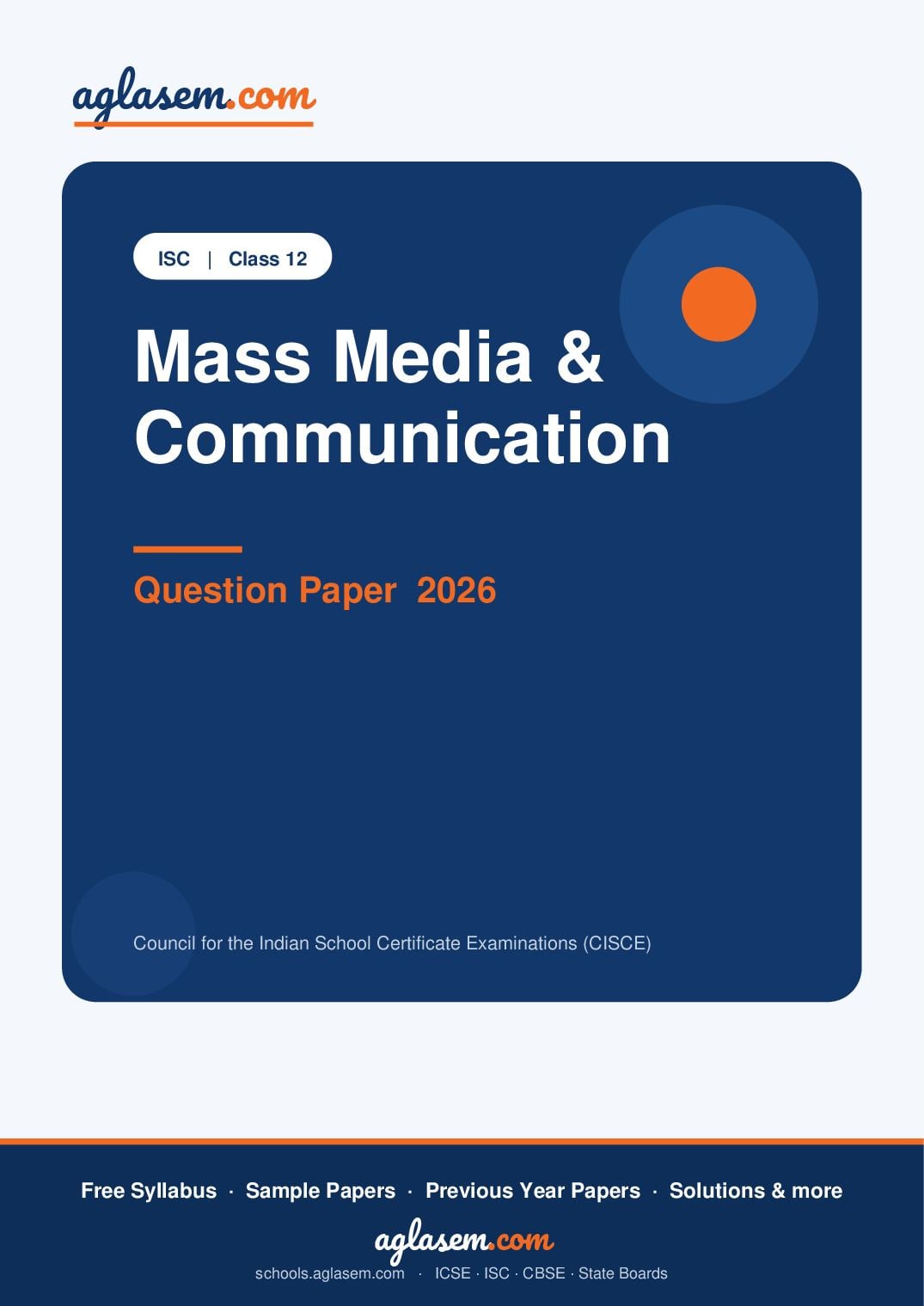 ISC Class 12 Question Paper 2026 Mass Media & Communication - Page 1 of 6