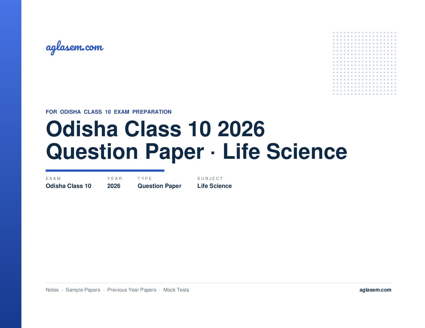 Odisha Class 10 Question Paper 2026 Life Science - Page 1 of 11