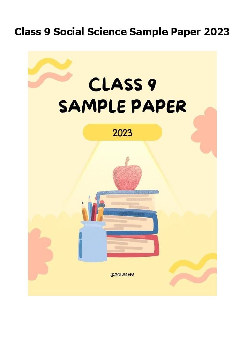 Class 9 Sample Paper 2023 Social Science - Page 1