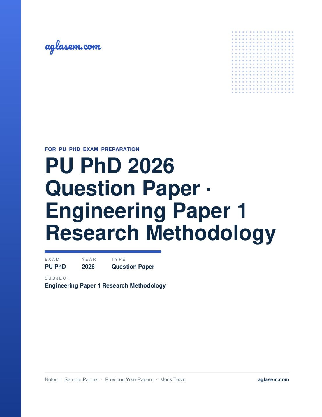 PU PhD 2026 Question Paper Engineering Paper 1 Research Methodology - Page 1 of 7