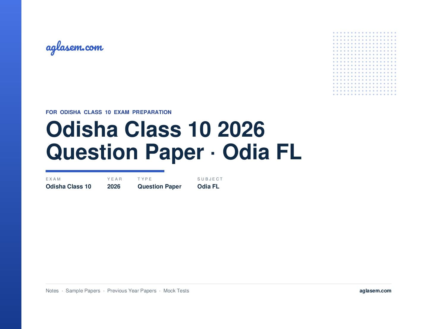Odisha Class 10 Question Paper 2026 Odia FL - Page 1 of 10