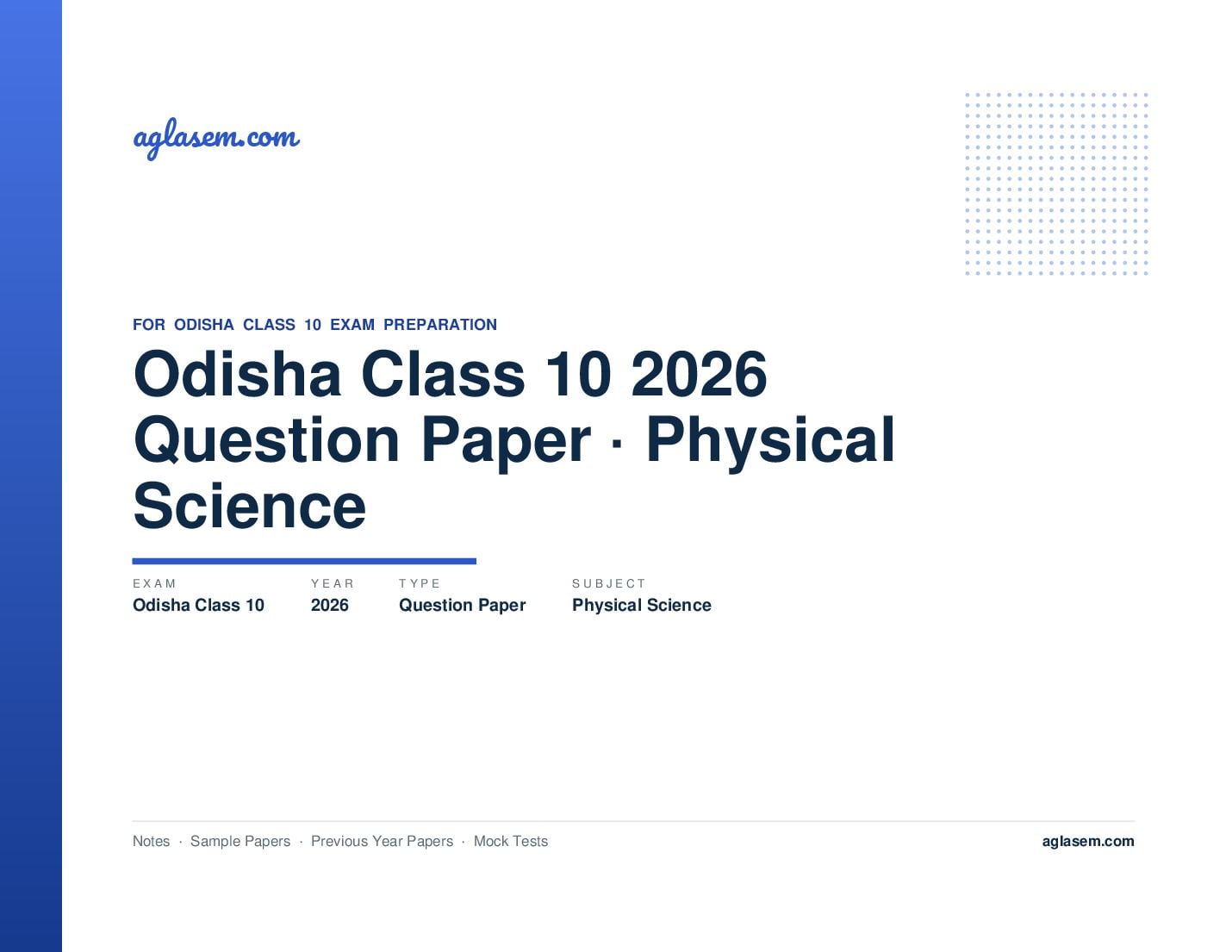Odisha Class 10 Question Paper 2026 Physical Science - Page 1 of 13