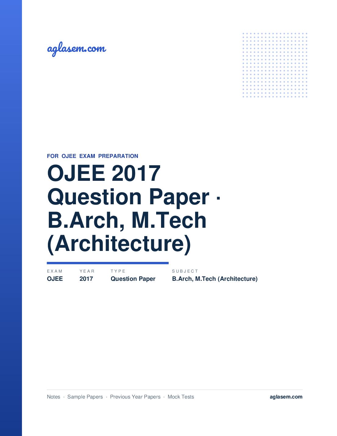 OJEE 2017 Question Paper B.Arch, M.Tech (Architecture) - Page 1 of 12