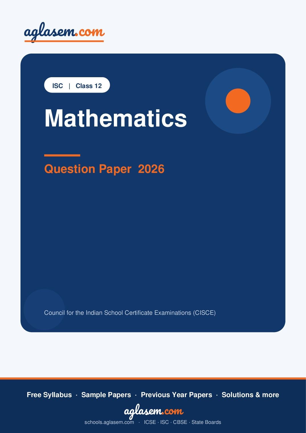 ISC Class 12 Question Paper 2026 Mathematics - Page 1 of 12