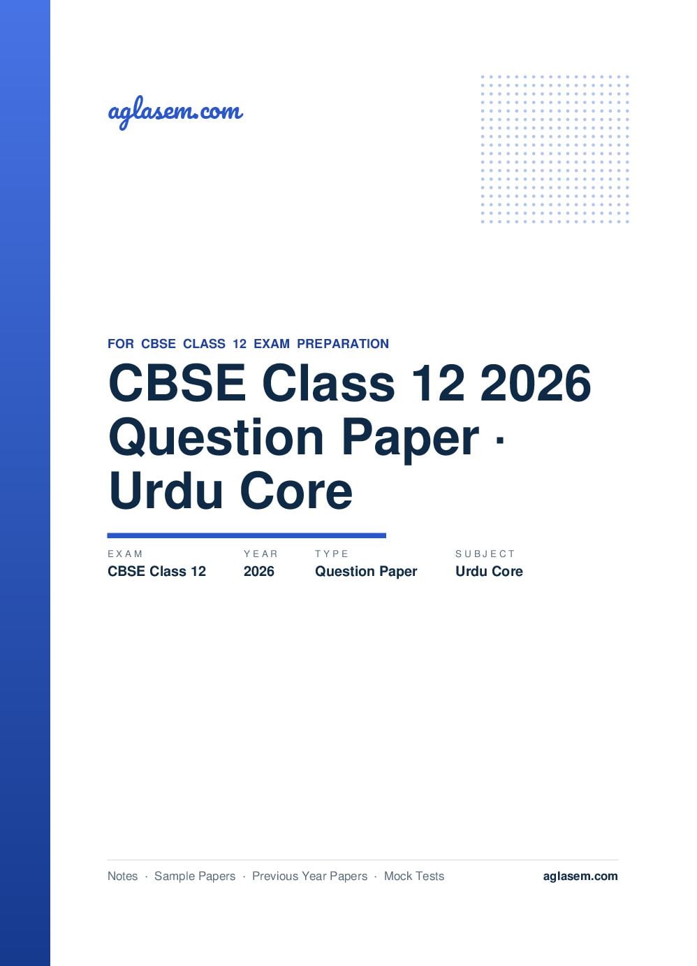 CBSE Class 12 Question Paper 2026 Urdu Core - Page 1 of 9