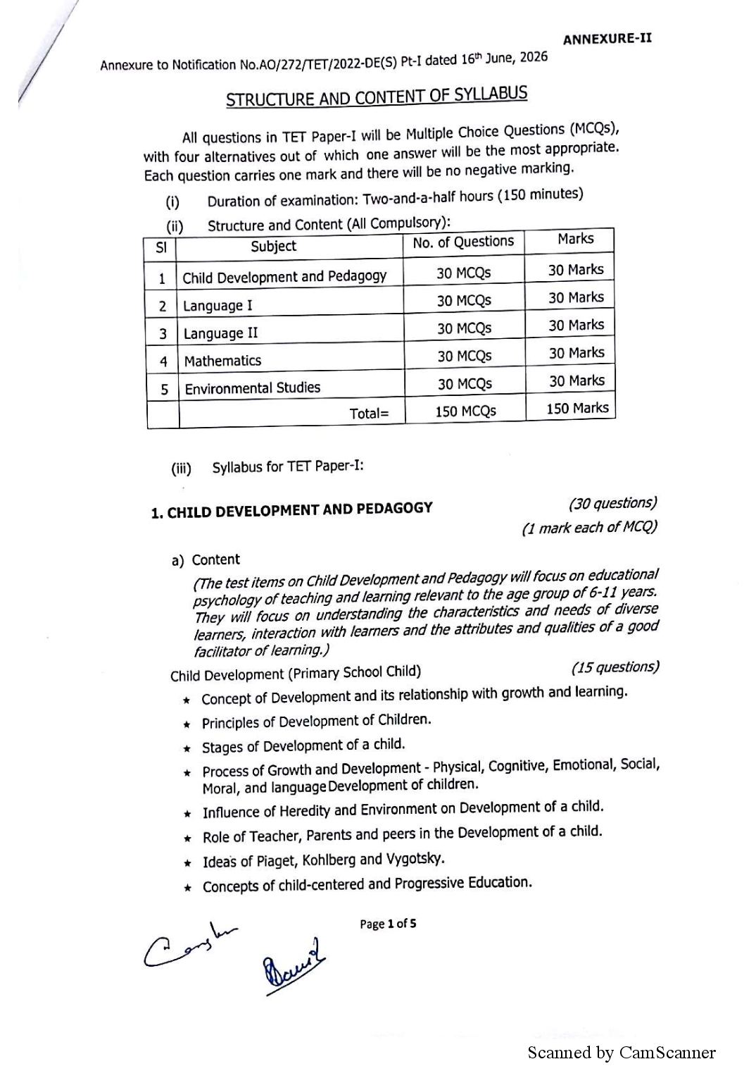 Manipur TET 2026 Syllabus - Page 1 of 15