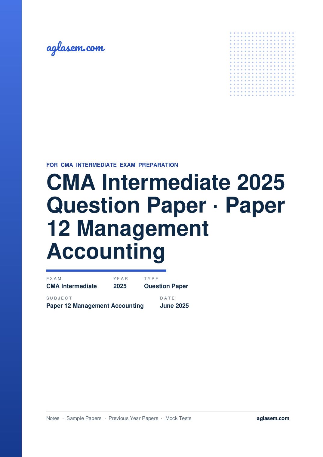 CMA Intermediate June 2025 Question Paper Paper 12 Management Accounting - Page 1 of 12