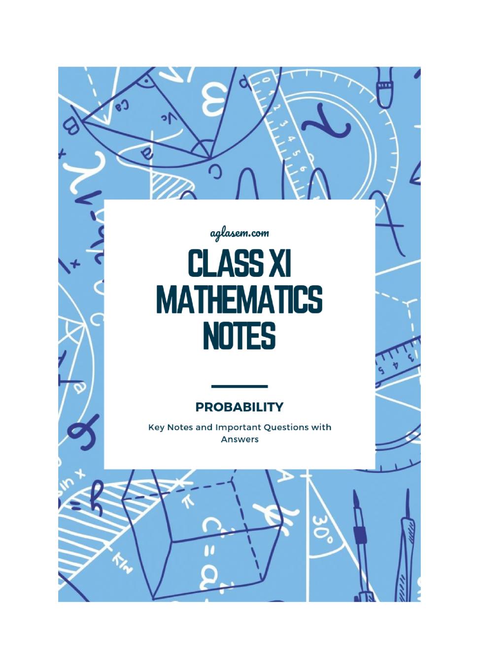 Class 11 Maths Notes for Probability - Page 1