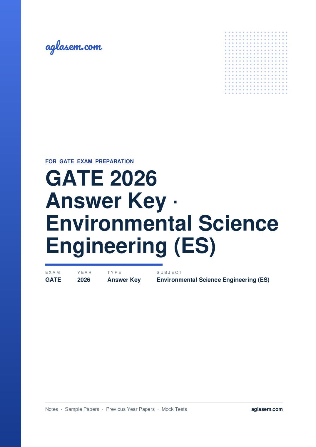 GATE 2026 Answer Key Environmental Science and Engineering (ES) - Page 1 of 3