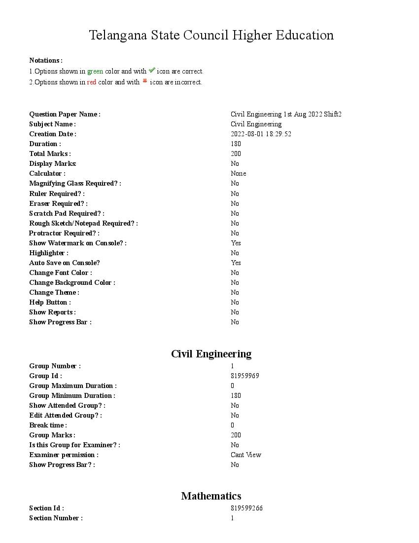 TS ECET 2022 Question Paper Civil Engineering (CIV) - Page 1