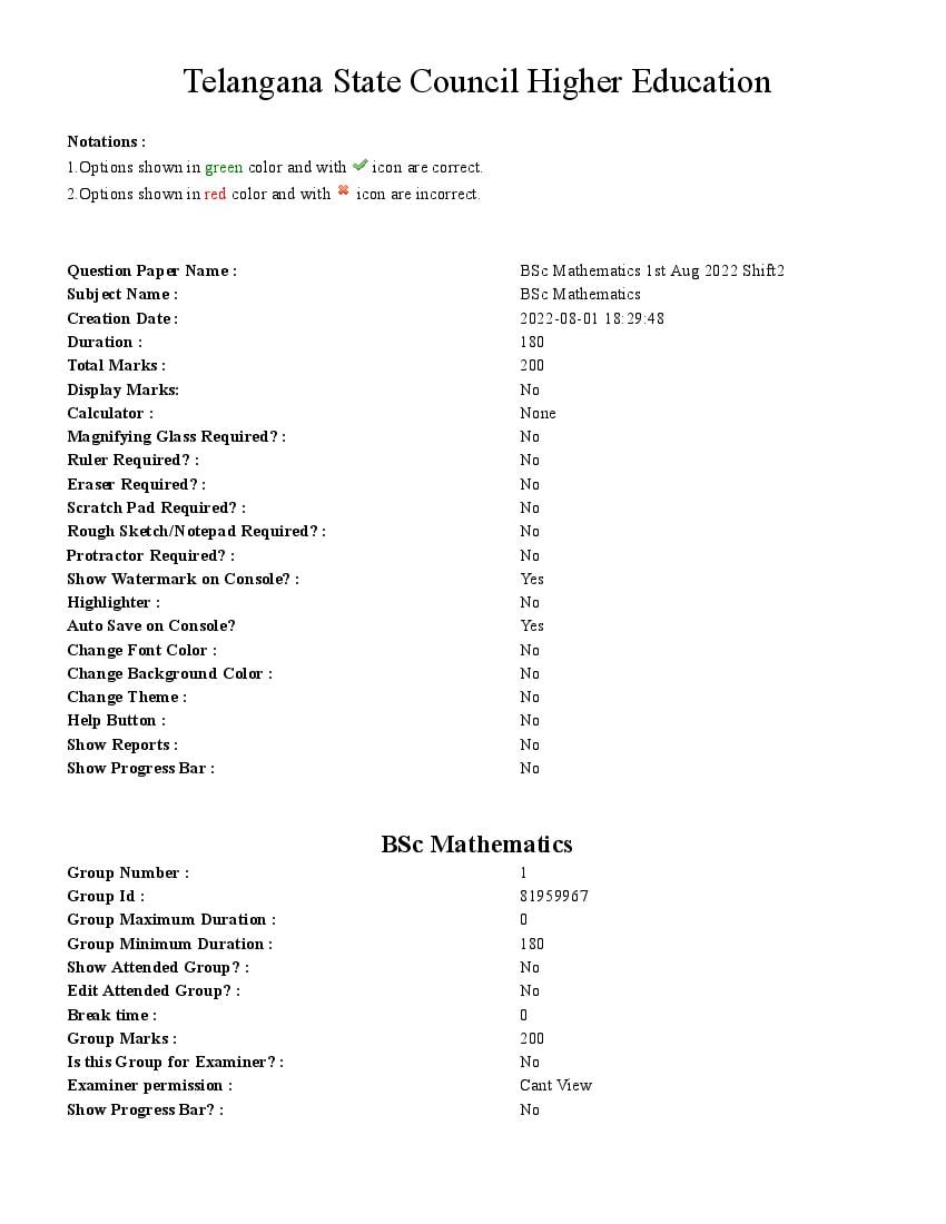 TS ECET 2022 Question Paper B.Sc Maths (BSM) - Page 1