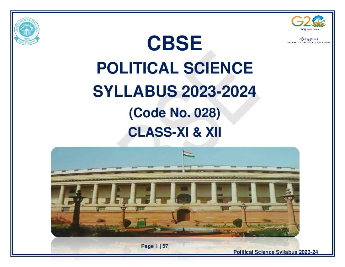CBSE Class 11 Class 12 Syllabus 2023-24 Political Science - Page 1