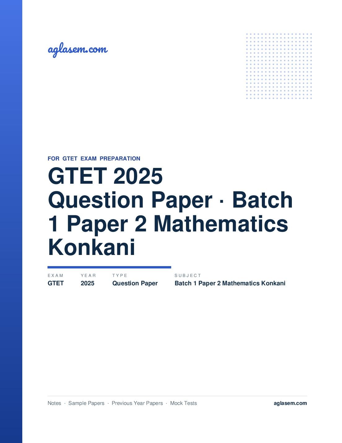 GTET 2025 Question Paper Batch 1 Paper 2 Mathematics Konkani - Page 1 of 58