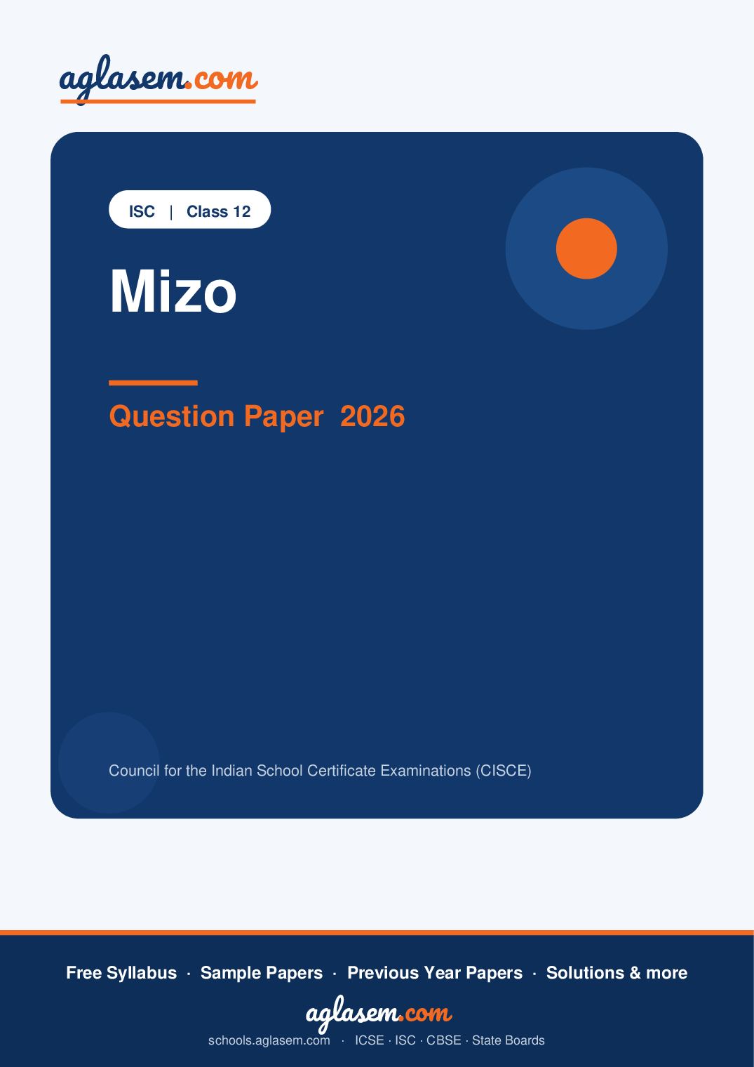 ISC Class 12 Question Paper 2026 Mizo - Page 1 of 8
