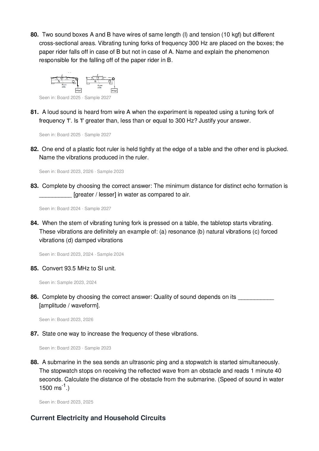 ICSE Class 10 Physics Important Questions 2027 (PDF)