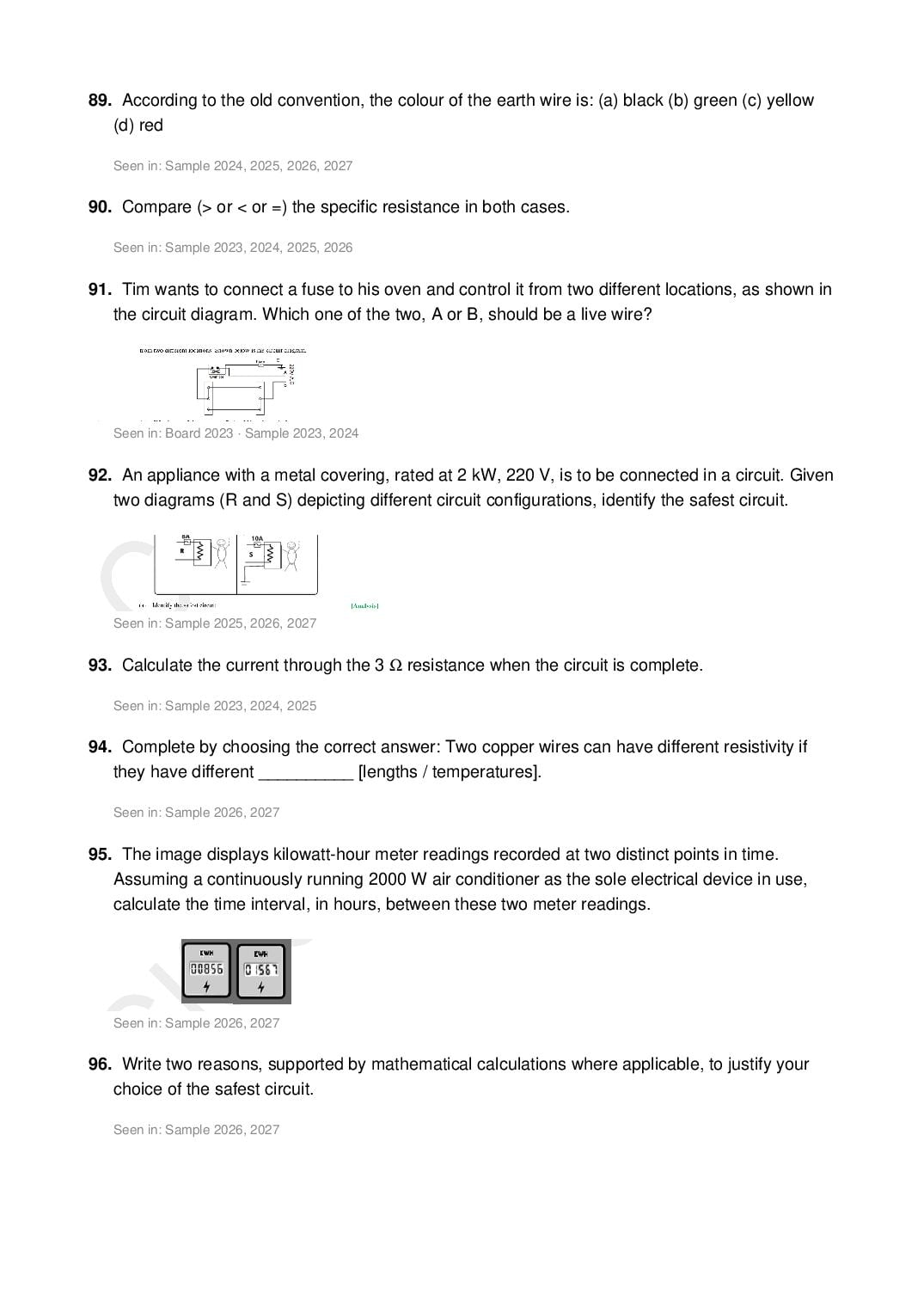 ICSE Class 10 Physics Important Questions 2027 (PDF)