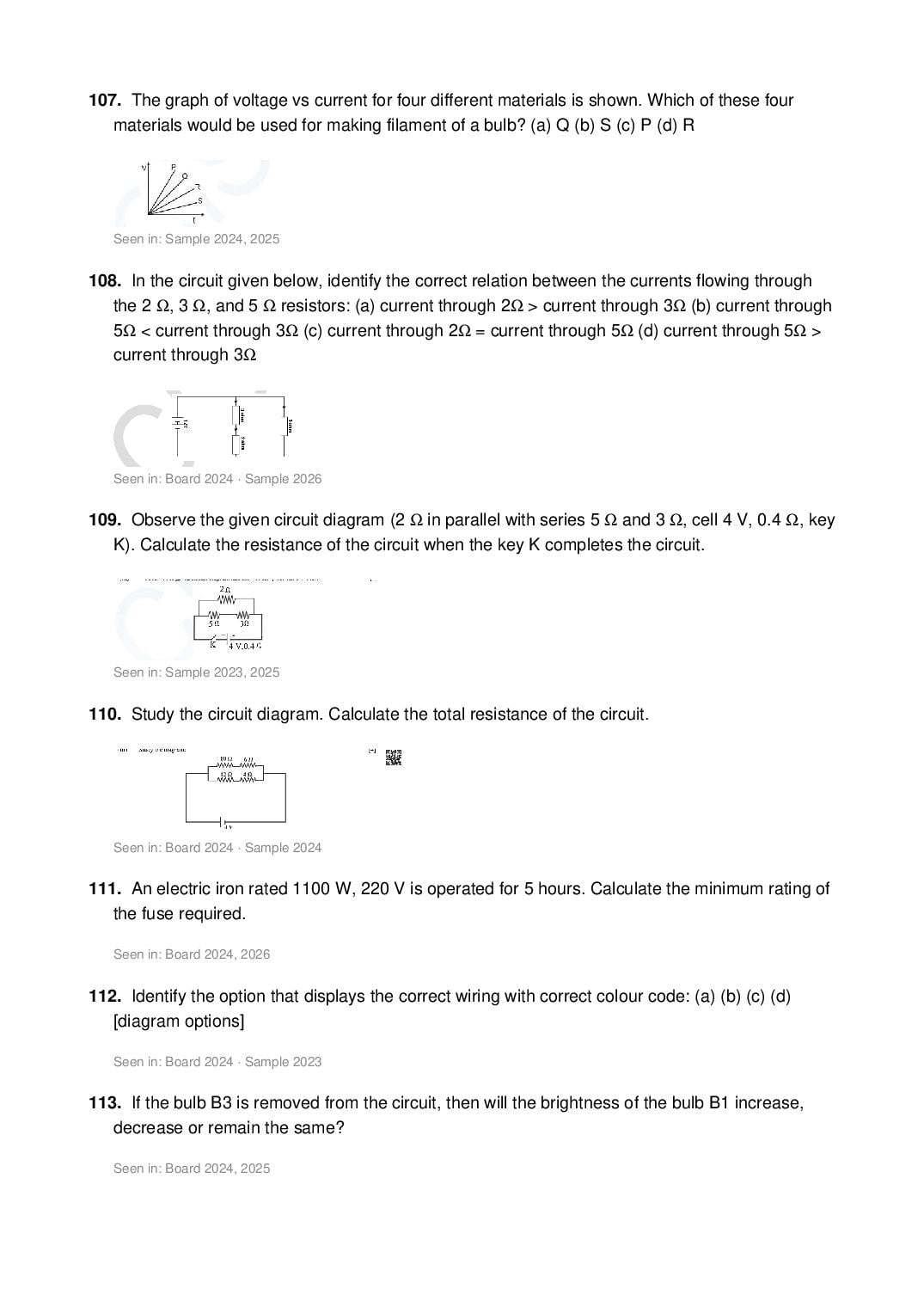 ICSE Class 10 Physics Important Questions 2027 (PDF)