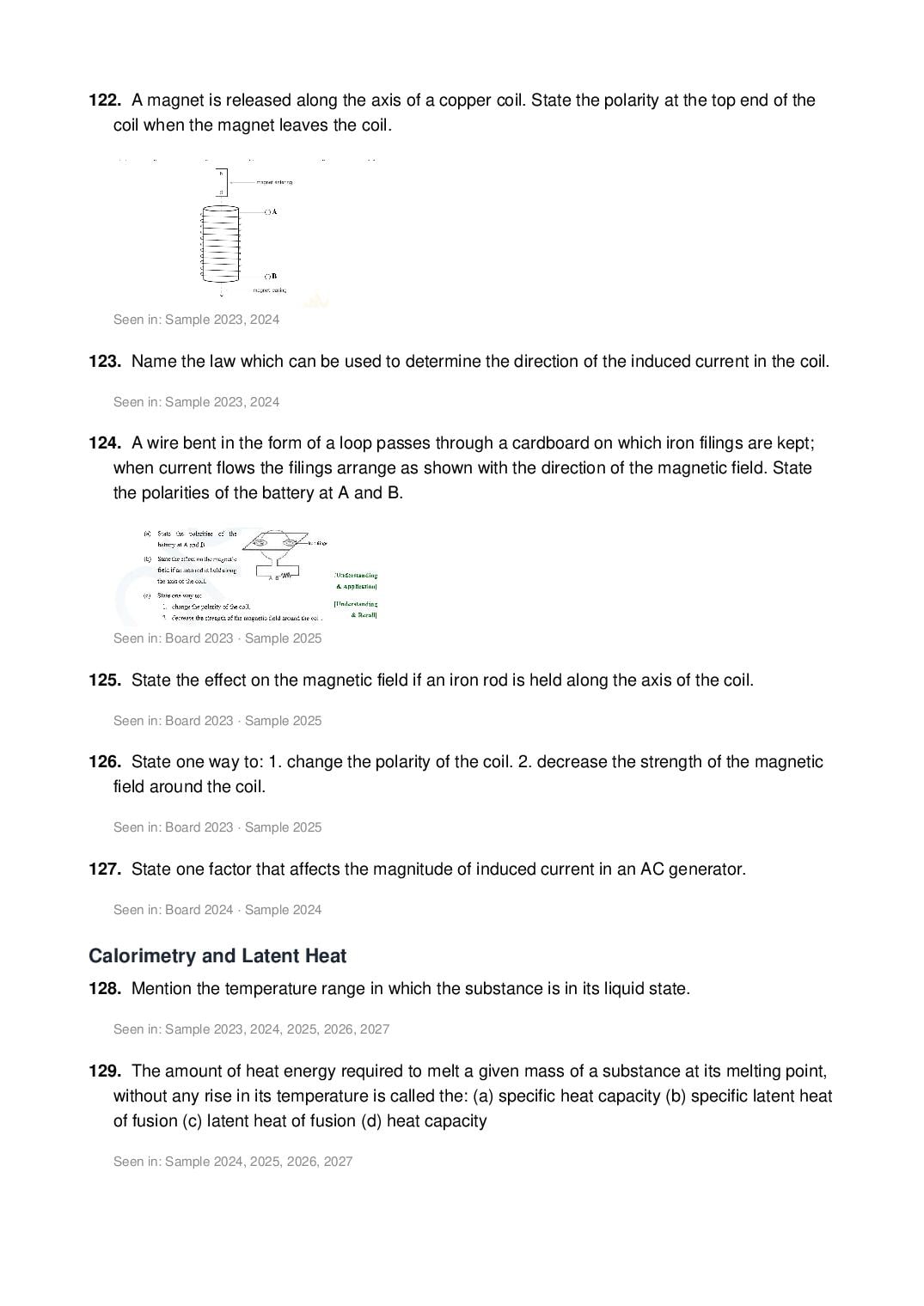 ICSE Class 10 Physics Important Questions 2027 (PDF)