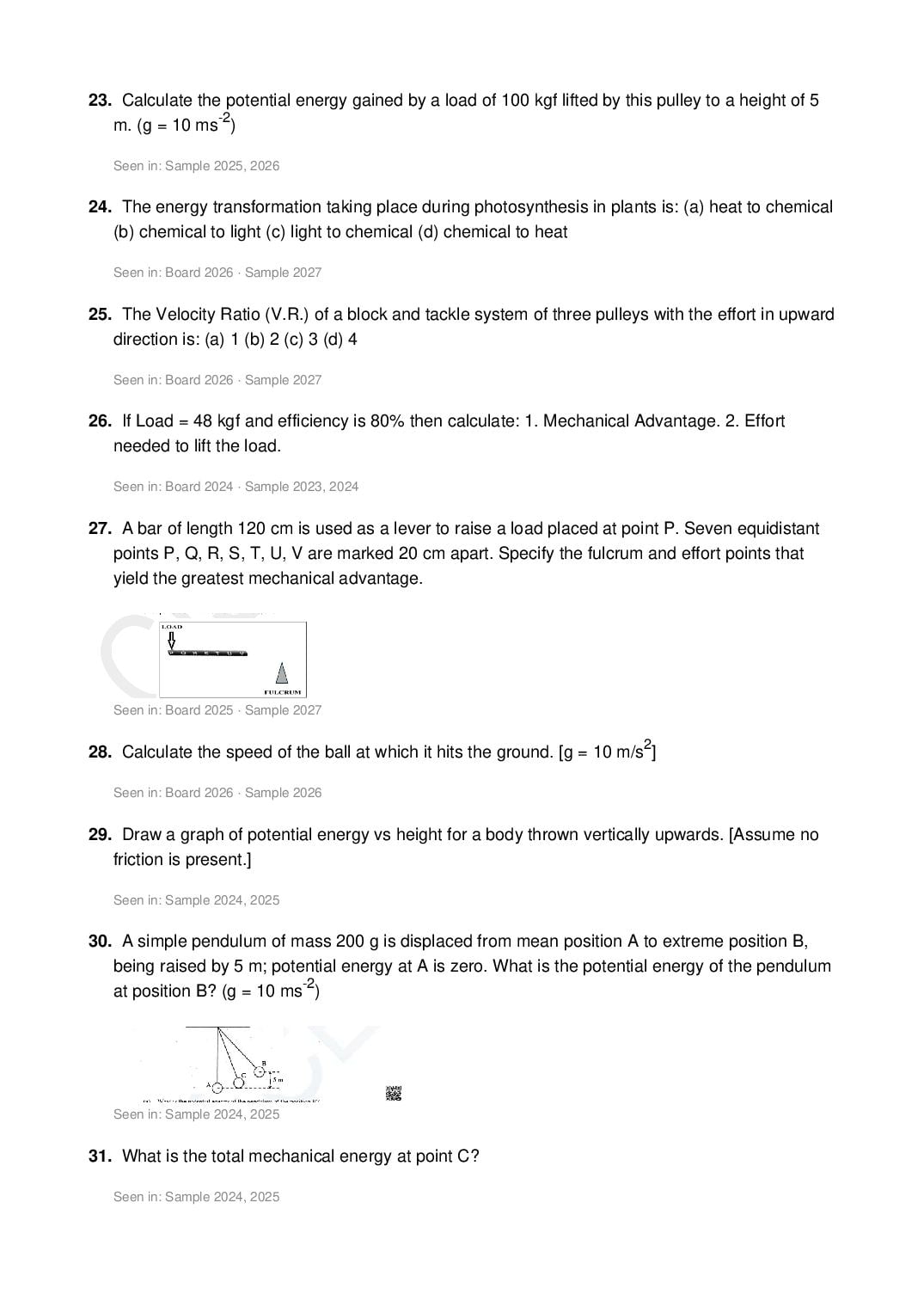 ICSE Class 10 Physics Important Questions 2027 (PDF)