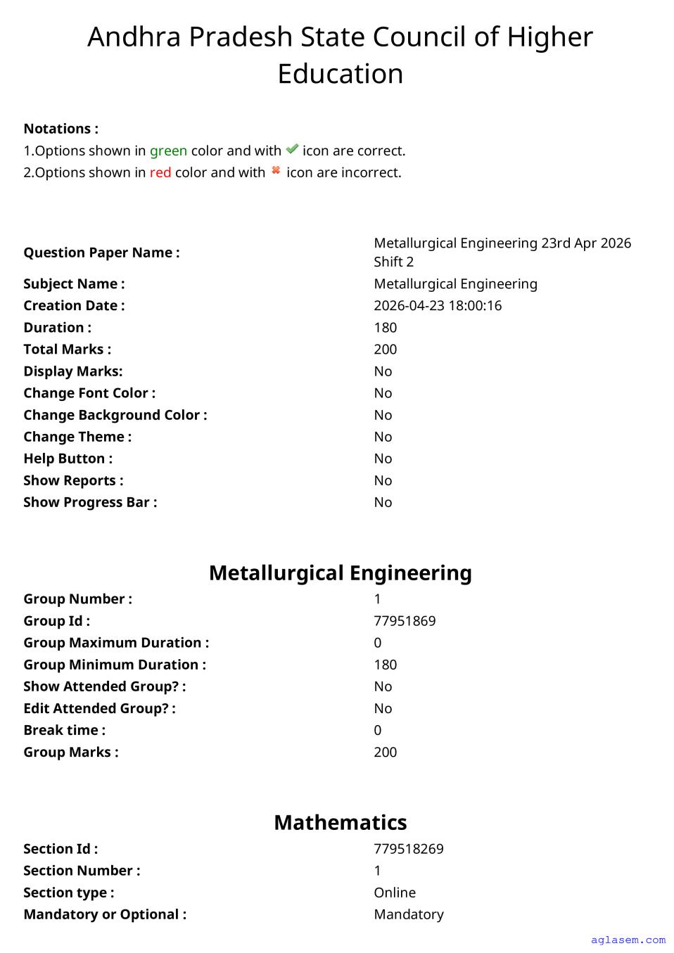 AP ECET 2026 Question Paper Metallurgical Engineering - Page 1 of 90