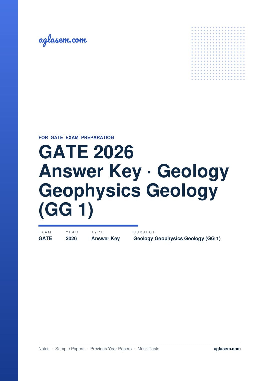 GATE 2026 Answer Key Geology and Geophysics - Geology (GG-1) - Page 1 of 3