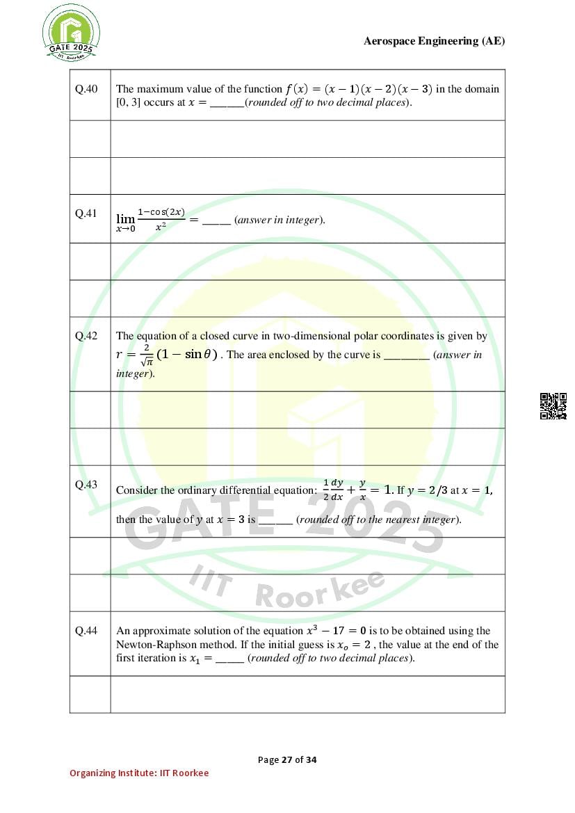 GATE 2025 Question Papers PDF with Answer Keys (38 Papers)