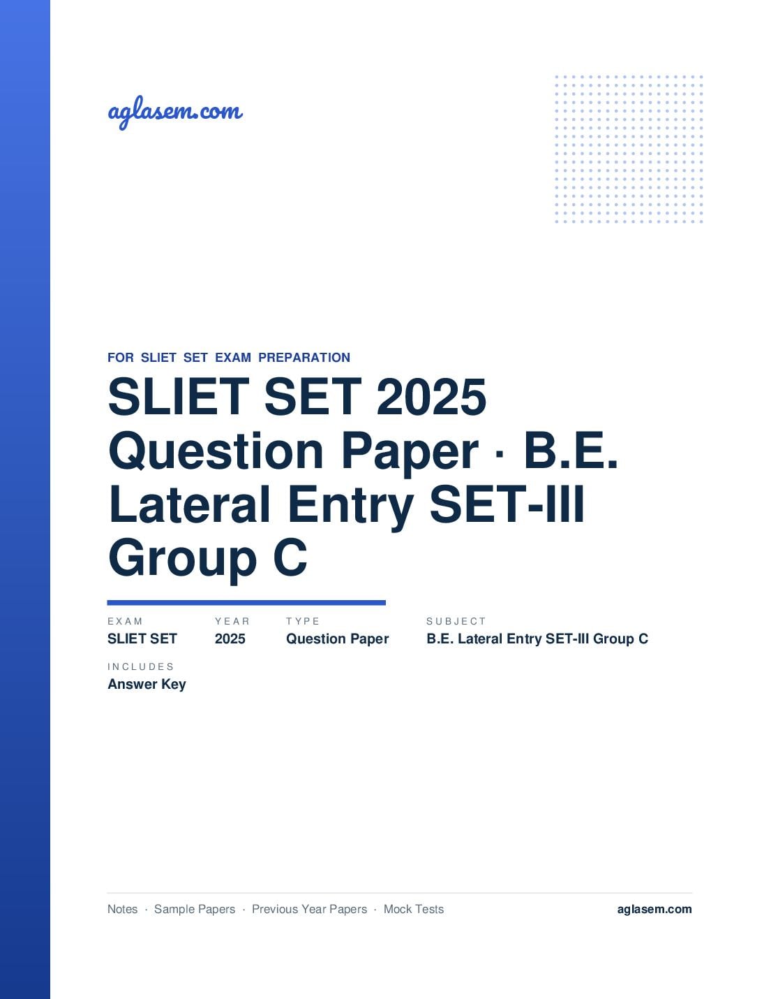 SLIET SET 2025 Question Paper with Answer Key B.E. Lateral Entry SET-III Group C - Page 1 of 15