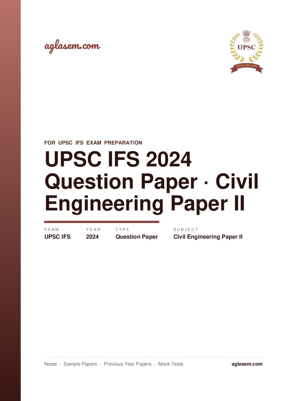 UPSC IFS 2024 Question Paper for Civil Engineering Paper II - Page 1 of 13
