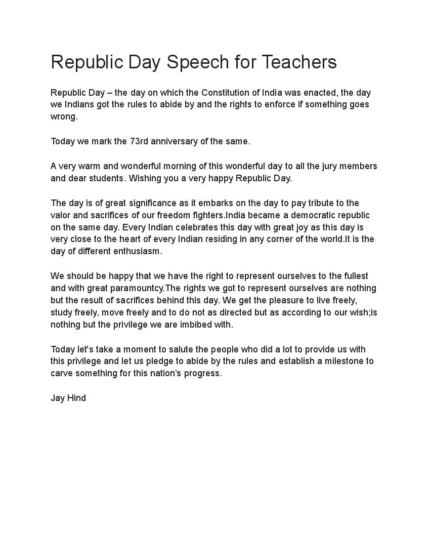 Republic Day Speech for Teachers - Page 1