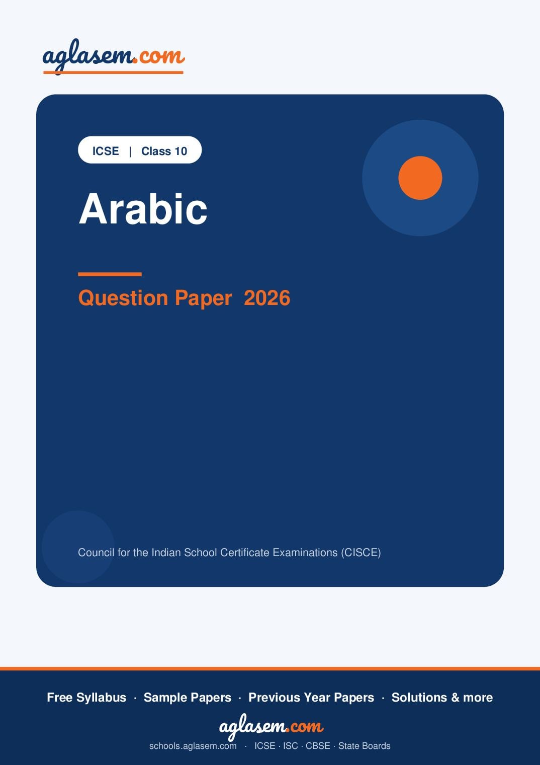 ICSE Class 10 Question Paper 2026 Arabic - Page 1 of 9