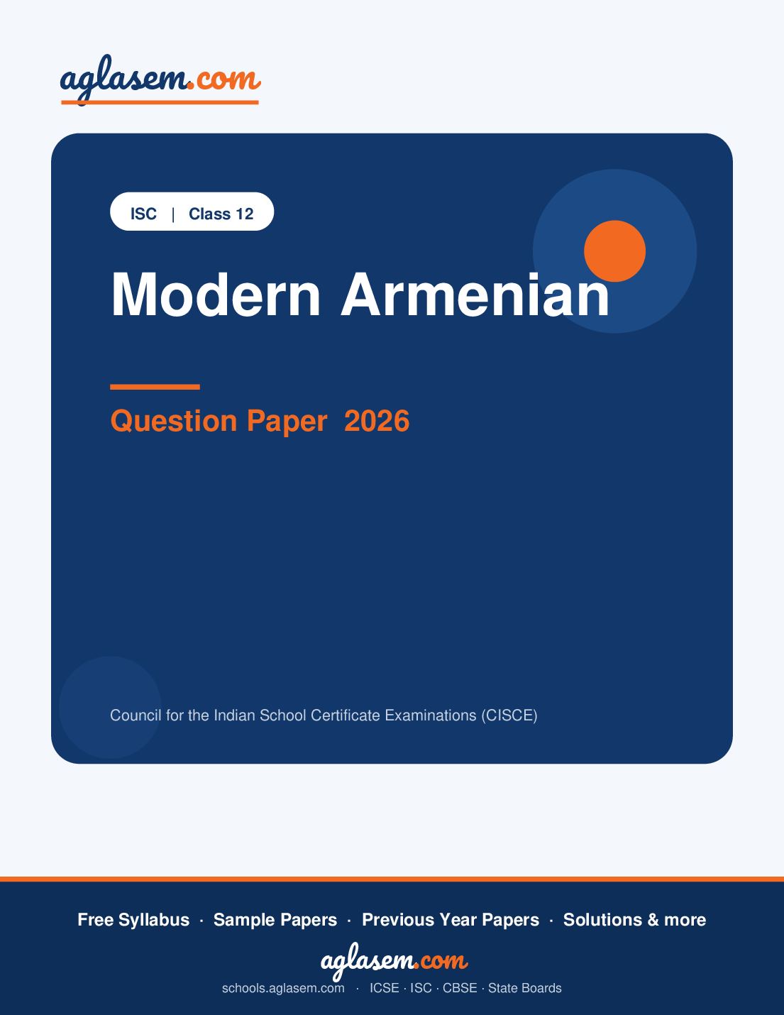 ISC Class 12 Question Paper 2026 Modern Armenian - Page 1 of 8