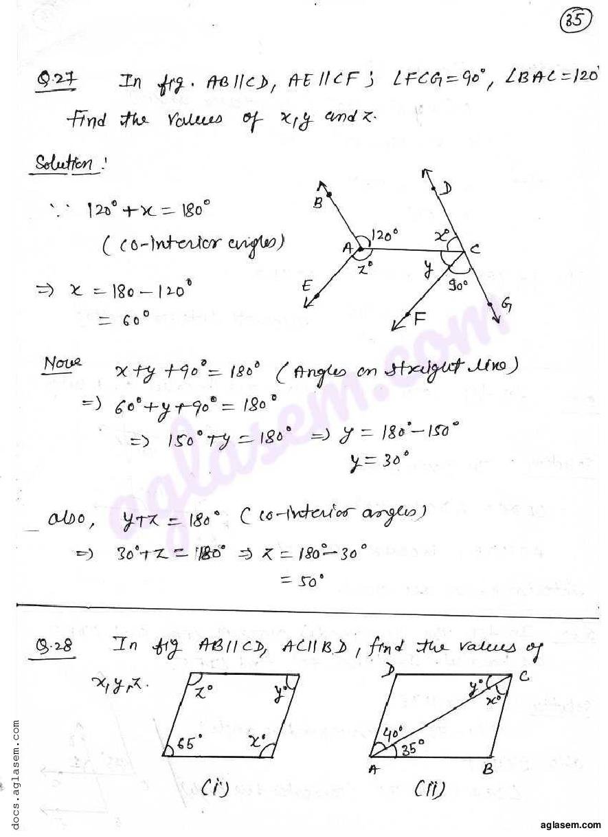 RD Sharma Solutions for Class 7 Lines and Angles Exercise 14.2 (PDF ...