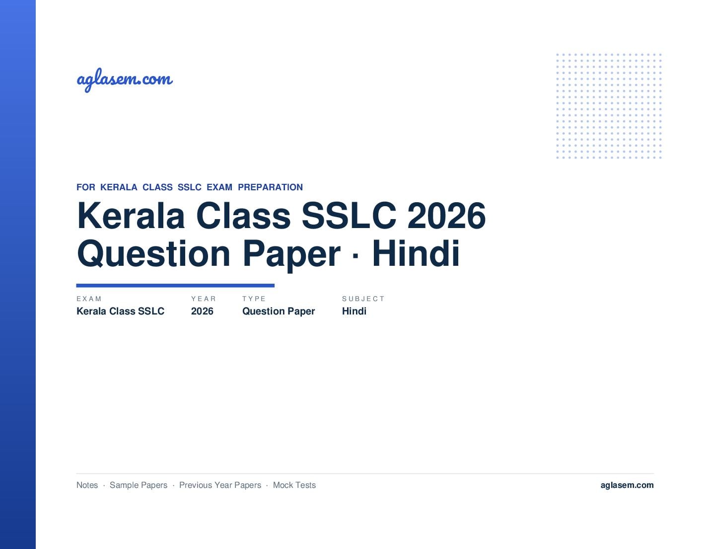 Kerala Class SSLC Question Paper 2026 Hindi - Page 1 of 6