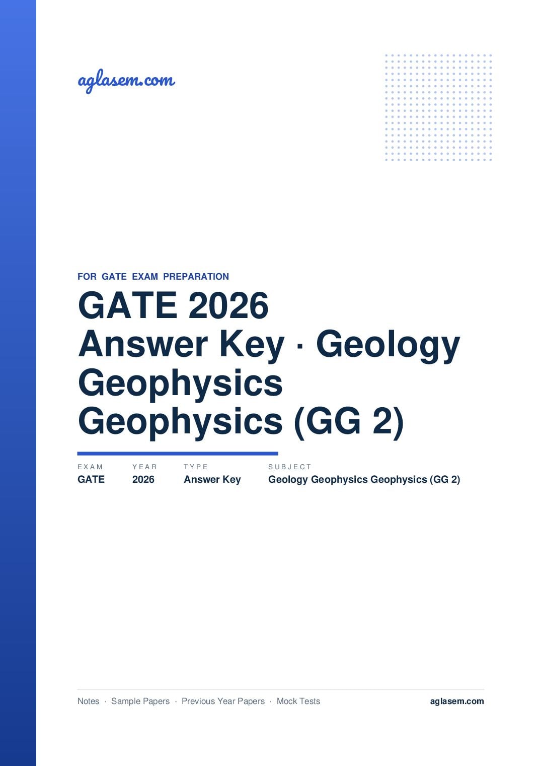 GATE 2026 Answer Key Geology and Geophysics - Geophysics (GG-2) - Page 1 of 3