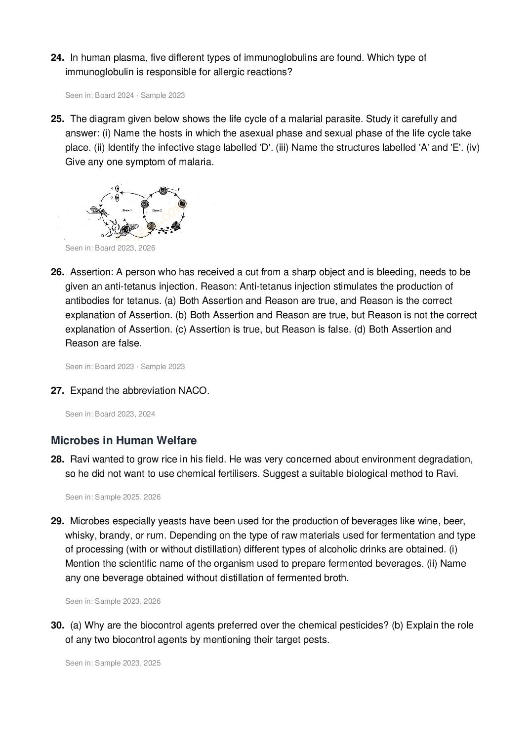 ISC Class 12 Biology Important Questions 2027 (PDF)