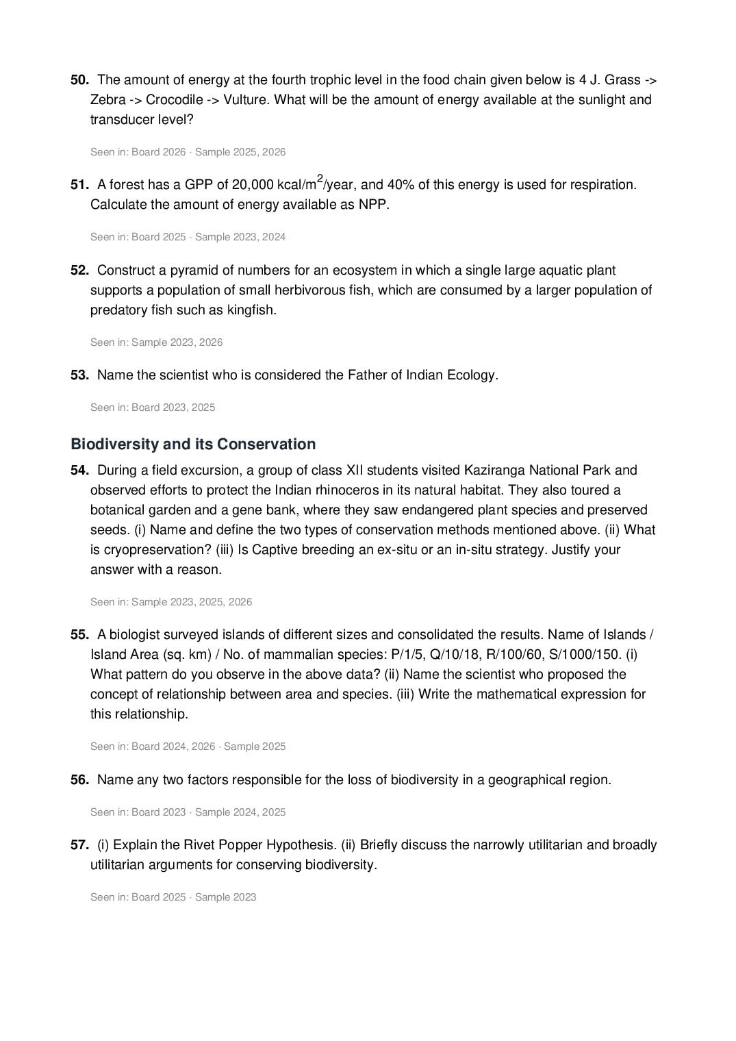 ISC Class 12 Biology Important Questions 2027 (PDF)