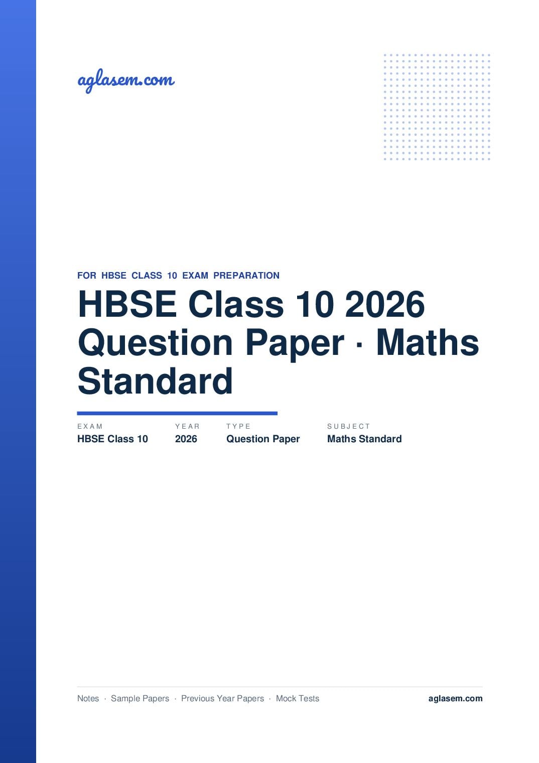 HBSE Class 10 Question Paper 2026 Maths Standard - Page 1 of 25