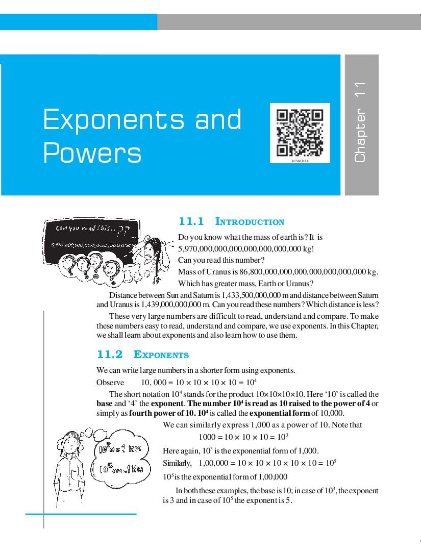 NCERT Book Class 7 Maths Chapter 11 Exponents and Powers - Page 1