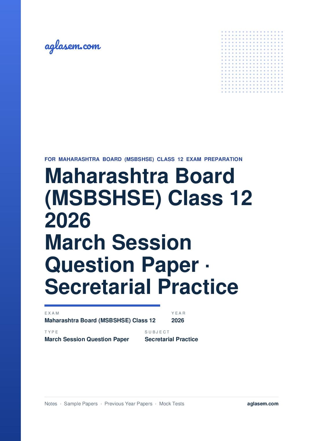 MH 12th Question Paper March 2026 Secretarial Practice - Page 1 of 8