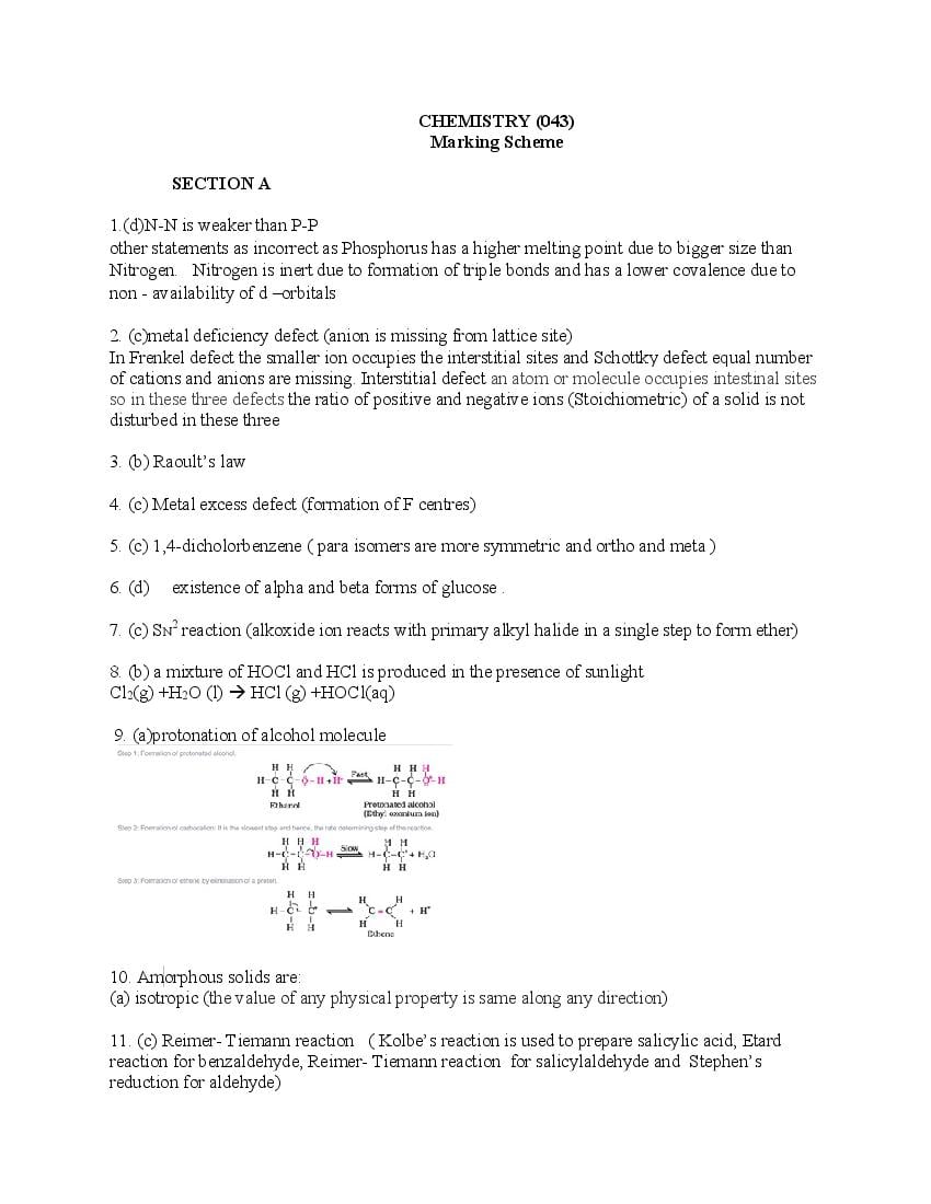 CBSE Class 12 Marking Scheme 2022 for Chemistry - Page 1