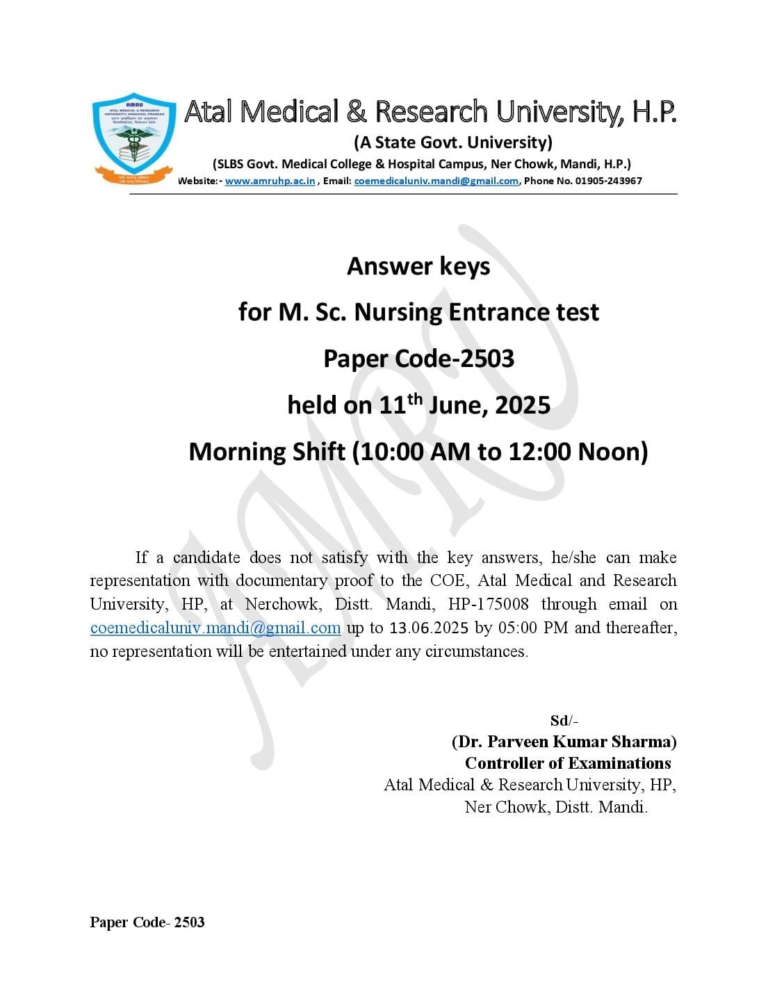HP M.Sc. Nursing 2025 Question Paper - Page 1 of 22