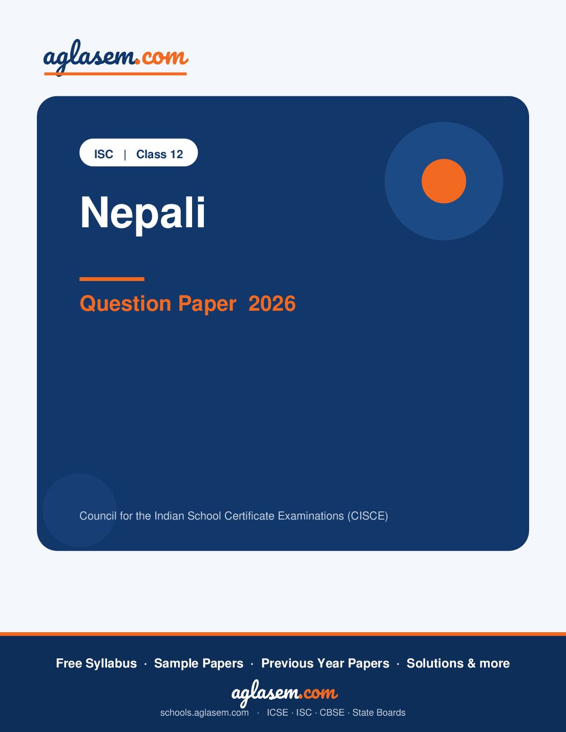 ISC Class 12 Question Paper 2026 Nepali - Page 1 of 9
